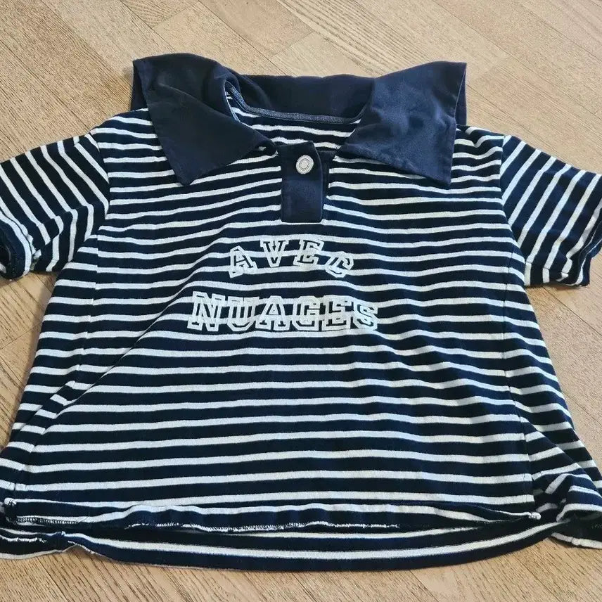 [BUNJANG] LIST Sailor Collar Stripe T-Shirt / 리스트 LIST 세일러 카라 스프라이트 티셔츠