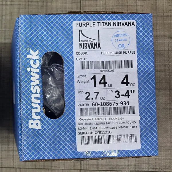 [BUNJANG] Brunswick Purple Titan Nirvana Bowling Ball 14lb / 새볼링공 브런스윅 퍼플 타이탄 너바나 14p