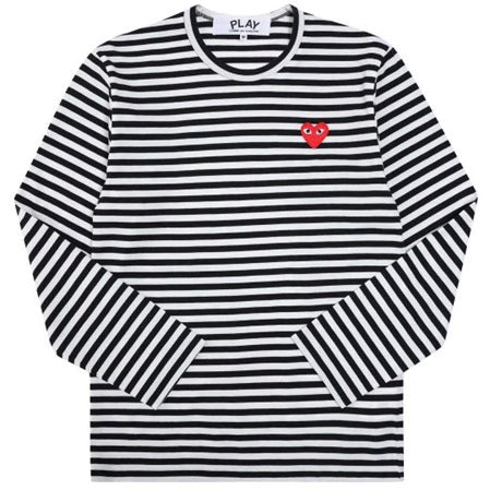 [BUNJANG] Comme des Garçons Red Heart Stripe Long Sleeve T-shirt / 꼼데 레드와펜 스트라이프 롱슬리브/정품
