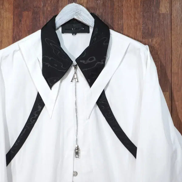 [BUNJANG] ARGUE CULTURE Split Tie Layered Shirt / ARGUE CULTURE 스플릿 타이 레이어드 셔츠
