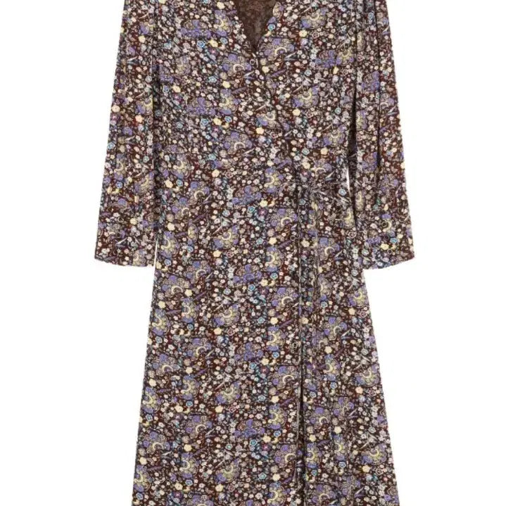 [BUNJANG] Vanessa Bruno Authentic Flower Pattern Long Sleeve Wrap Dress / (새상품) 바네사브루노 정품 플라워패턴 긴팔 롱원피스