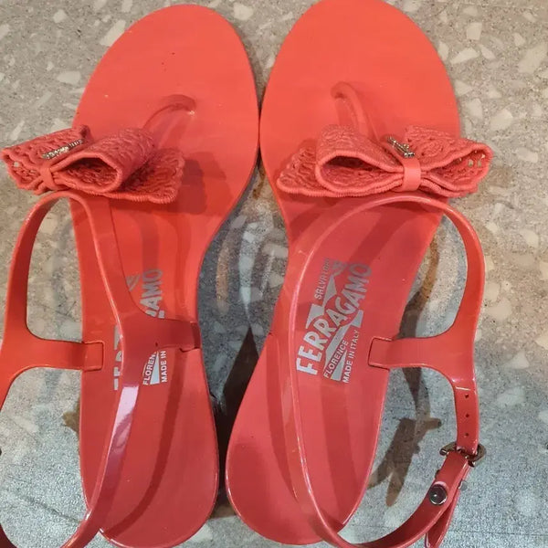 [BUNJANG] Salvatore Ferragamo Ribbon Jelly Sandals Coral / 페라가모 리본 젤리 샌들 코랄 8