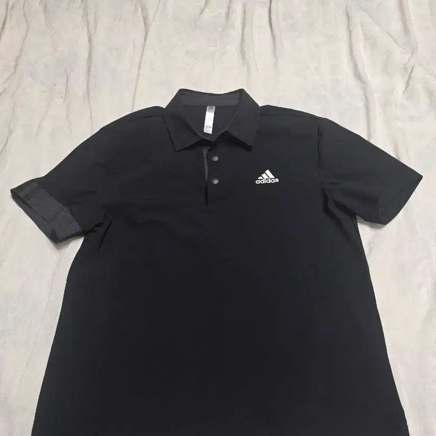 [BUNJANG] Adidas Short-Sleeve Polo T-Shirt Black / 아디다스 반팔 카라티 블랙