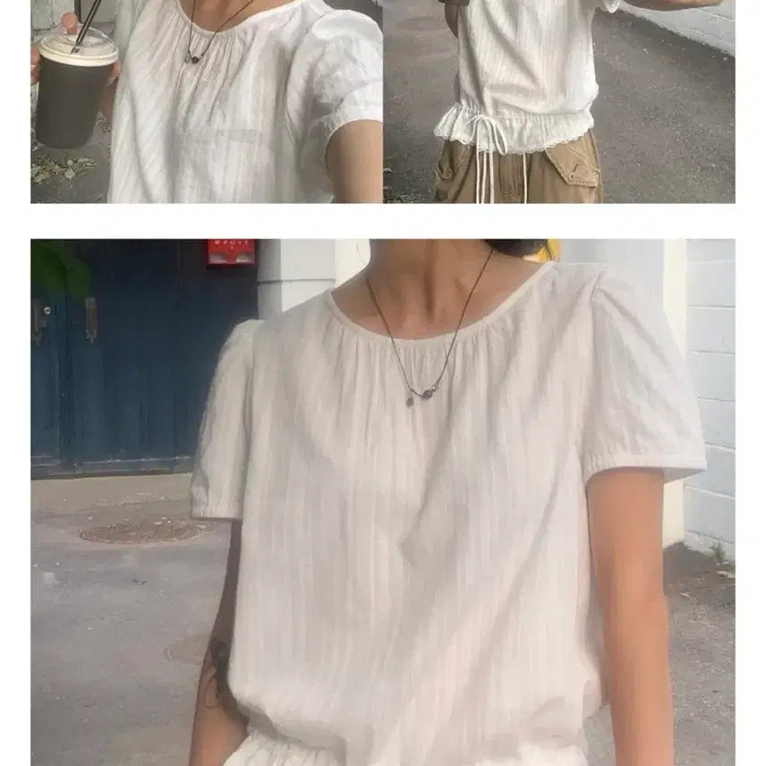 [BUNJANG] WEARSOME Daily Jew Short Sleeve Blouse / 프영띵 가내스라 모겐트 위아썸 데일리쥬 반팔 블라우스