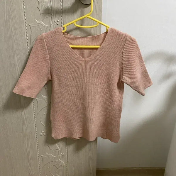 [BUNJANG] Pink Knit Short Sleeve Top / 분홍 니트반팔