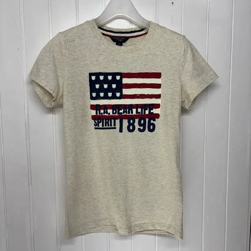 [BUNJANG] E.Land USA Flag Print Half Sleeve T-Shirt Women's Size M / 이랜드 성조기 반팔 여성44-55 ㅡ0721