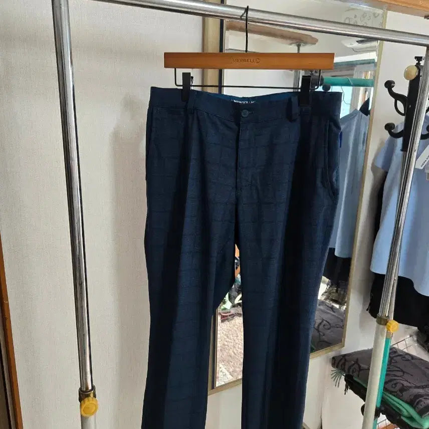 [BUNJANG] Nike Golf Dri-FIT Spandex Summer Navy Check Pants (Waist 32-33) / 남성32-33 나이키 골프 드라이핏 스판 여름용 네이비 체크 바지