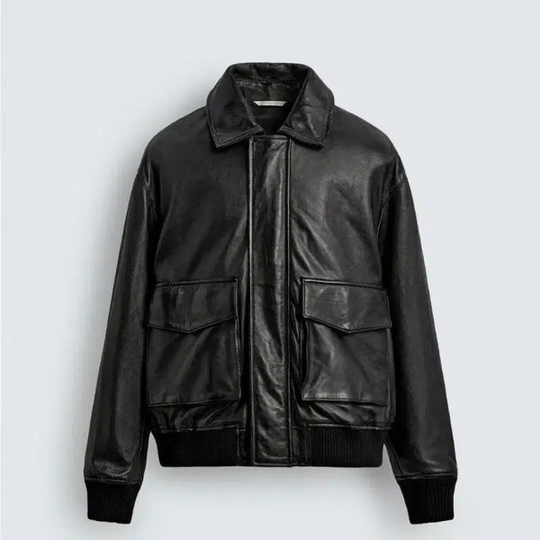 [BUNJANG] Zara Lambskin A2 Relaxed Fit Leather Jacket / 자라 램스킨 a2 릴렉스핏 레더 자켓 L