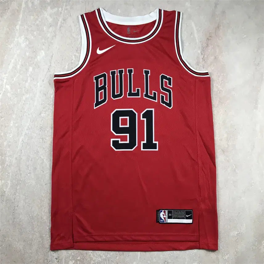 [BUNJANG] NBA Chicago Bulls Dennis Rodman #91 2026 Hot Press Road Jersey Red / NBA 농구복 2026년형 불스 로드먼 91호 레드 핫 프레스