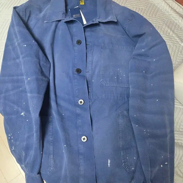 [BUNJANG] Polo Ralph Lauren Men's Blue Paint Splatter Blouson Jacket / 폴로 랄프로렌 블루종 블루 페인트 얼룩