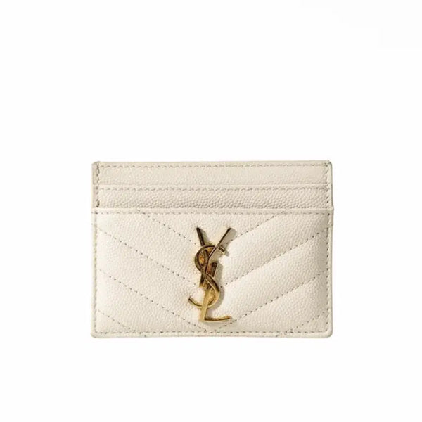 [BUNJANG] Saint Laurent Monogram Cassandra Matelasse Card Holder Case Ivory Calf Skin Brass / 생로랑 모노그램 카산드라 마틀라세 카드 지갑 케이스 아이보리 423291