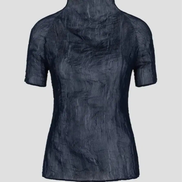 [BUNJANG] Issey Miyake Sheer Pleated Twist 1 Top - Dark Navy, Size 2 / 이세이미야케 탑 쉬폰 트위스트1 탑 다크 네이비 2사이즈