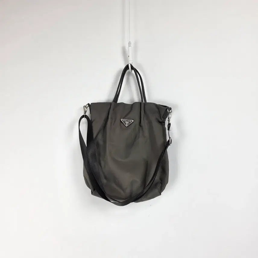 [BUNJANG] Gray Nylon Tote Bag Shoulder Bag Crossbody Bag / 그레이 나일론 토트백 숄더백 크로스백 260721