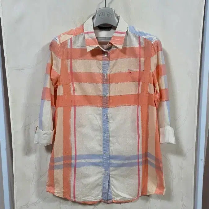 [BUNJANG] Hazzys Women's 7/10 Sleeve Check Pattern Cotton Shirt Size 90 / 헤지스여성셔츠(90)