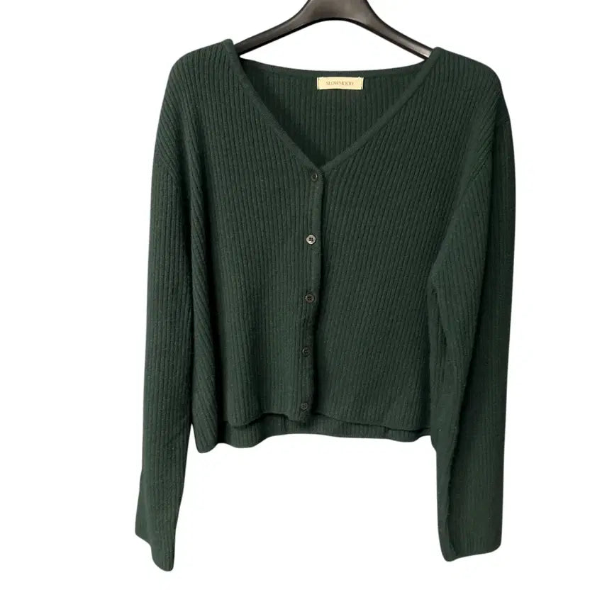 [BUNJANG] Slow Mood Women's Green Cropped Knit Cardigan / free 슬로우무드 여성 그린 크롭 니트 가디건