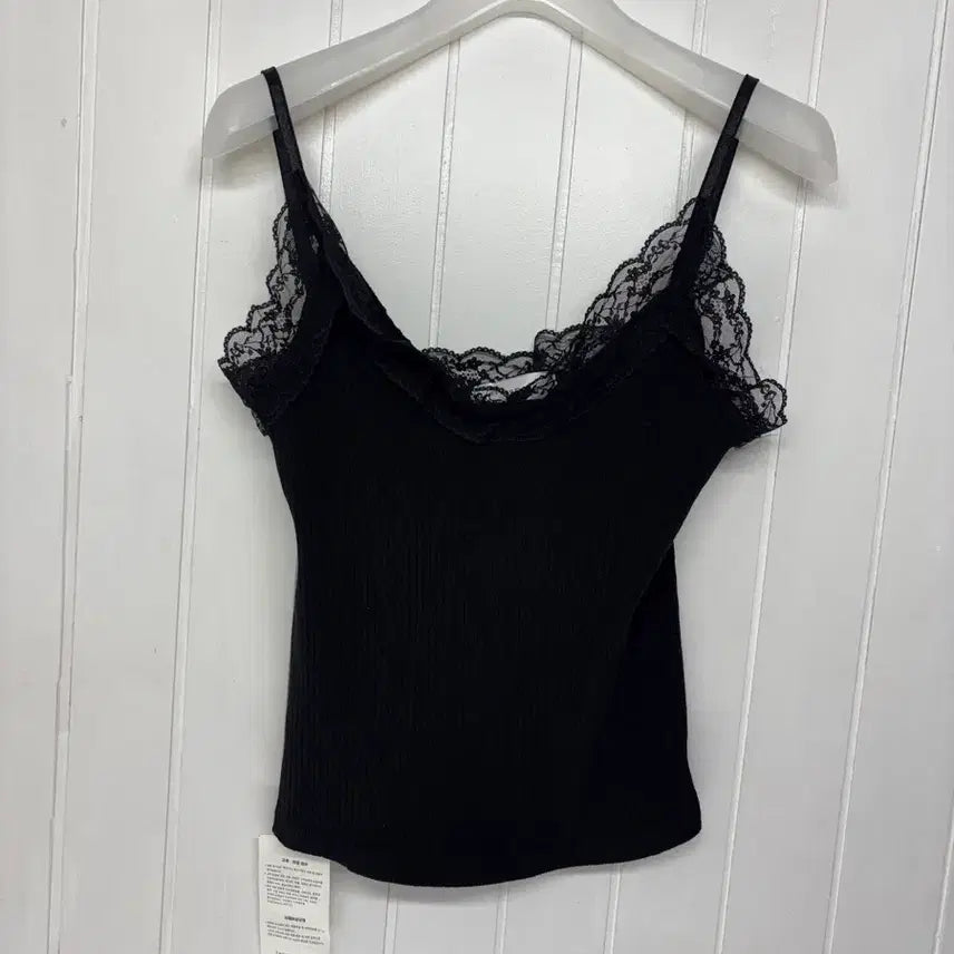 [BUNJANG] Black Lace Camisole Top (Size F) / 새상품  블랙 레이스 끈 나시 F ㅡ0721