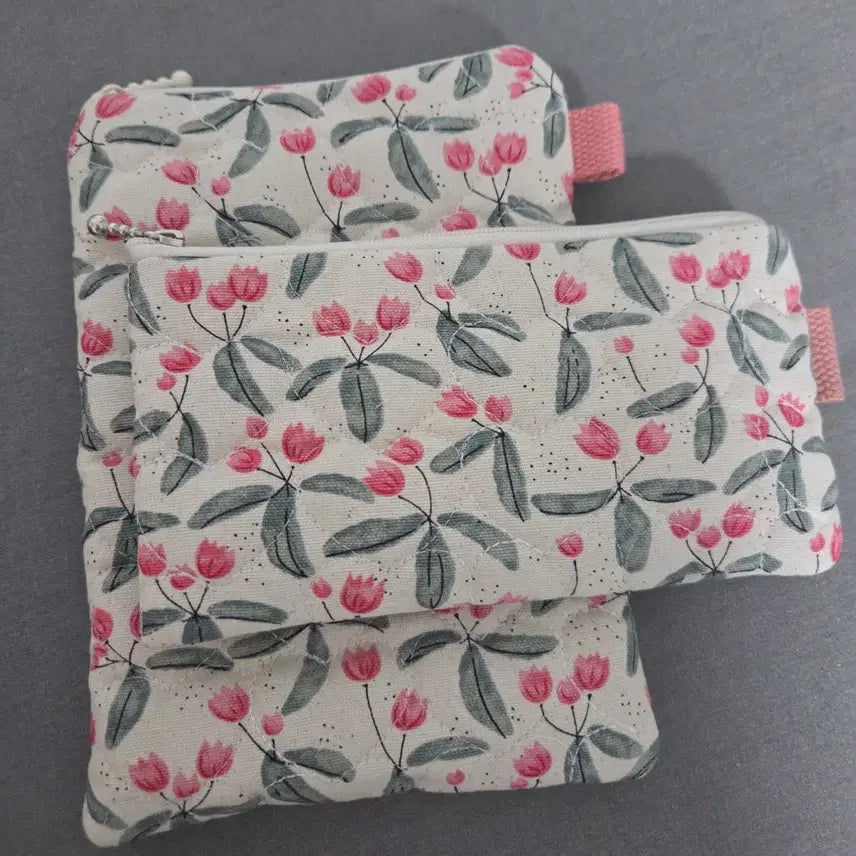 [BUNJANG] Floral Pouch Set (2 pcs) / 꽃무늬 파우치 2개 세트