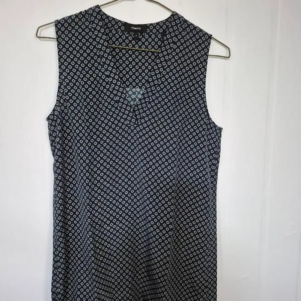 [BUNJANG] Theory 100% Silk Pattern Sleeveless Blouse / 띠어리  여성 실크100%블라우스 패턴 나시 가-1