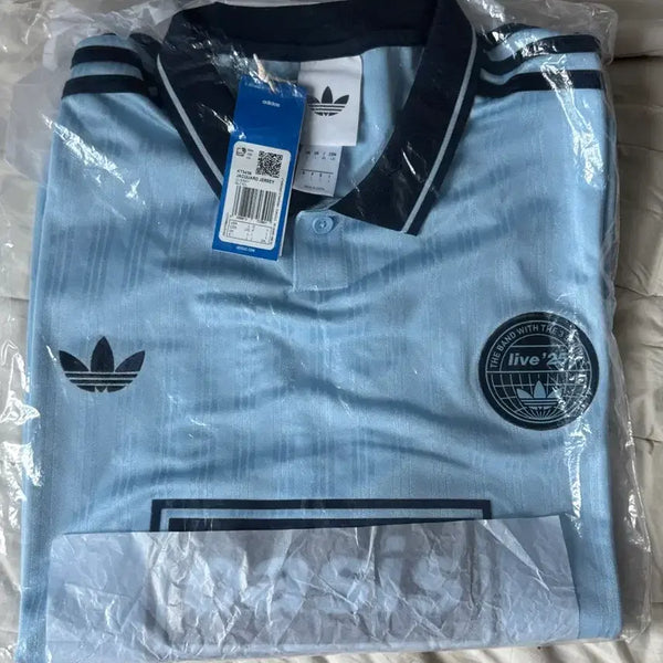 [BUNJANG] Adidas Oasis Jacquard Jersey T-Shirt Clear Sky Blue L / 아디다스 오아시스 자카드 저지 티셔츠 클리어스카이 블루 L