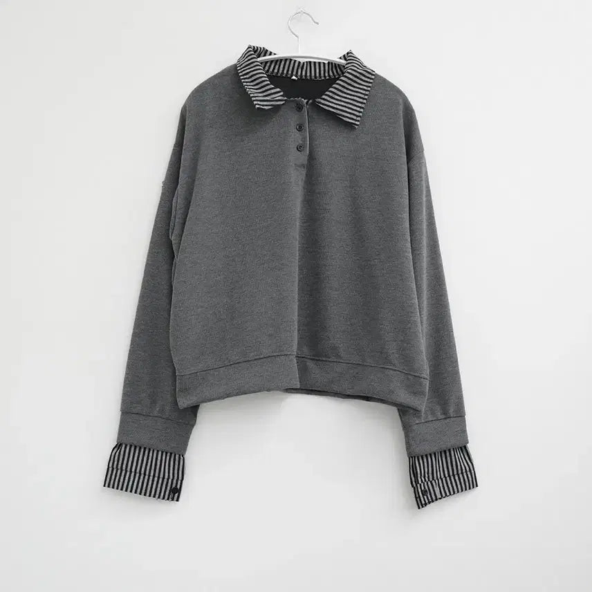 [BUNJANG] Kara Grey Long-Sleeve Sweatshirt / 카라 그레이 셔츠 긴팔 맨투맨