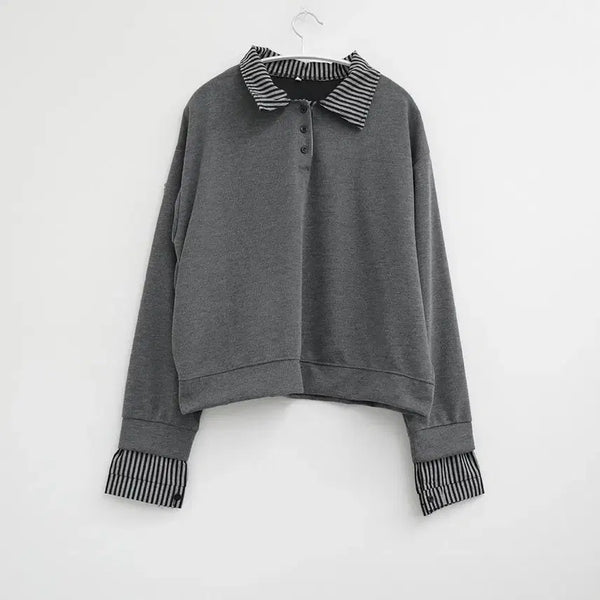 [BUNJANG] Kara Grey Long-Sleeve Sweatshirt / 카라 그레이 셔츠 긴팔 맨투맨