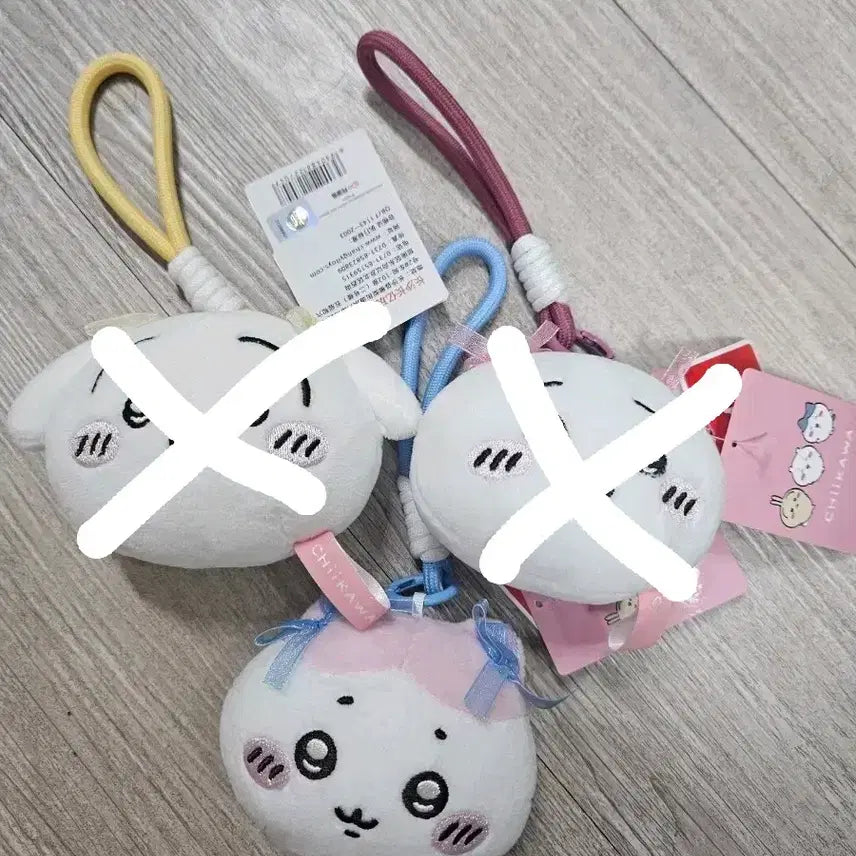 [BUNJANG] Chiikawa Ribbon Face Plush Keychain (Hachiware) / 먼작귀 리본 얼굴 인형 가방걸이 키링 (하치와레)