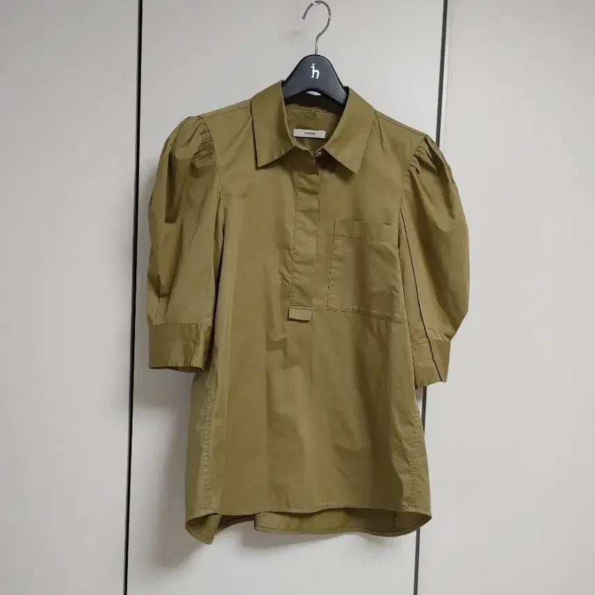 [BUNJANG] System Khaki Puff Sleeve Blouse / 한섬 시스템 블라우스