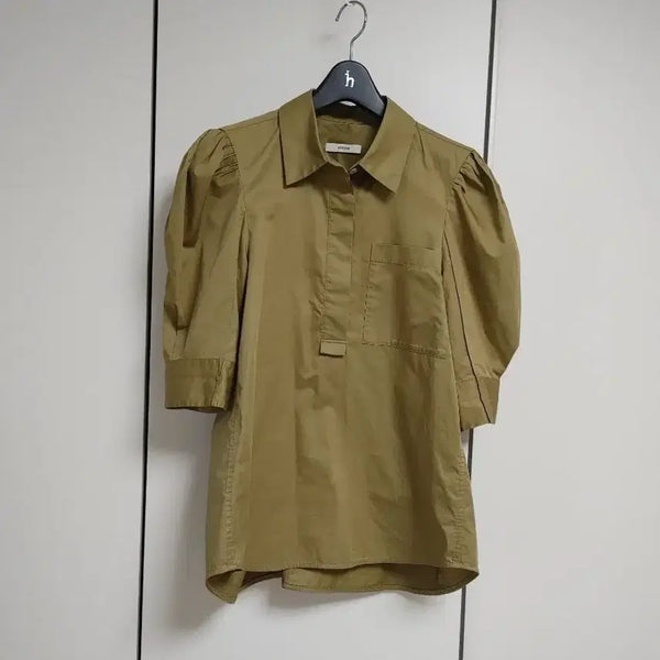 [BUNJANG] System Khaki Puff Sleeve Blouse / 한섬 시스템 블라우스