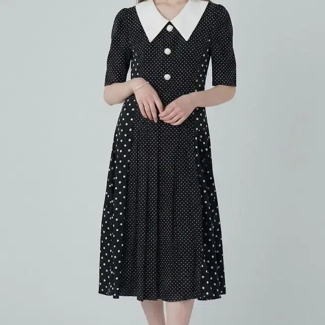 [BUNJANG] It Misha Big Collar Pleated Dress / 잇미샤빅카라플리츠원피스