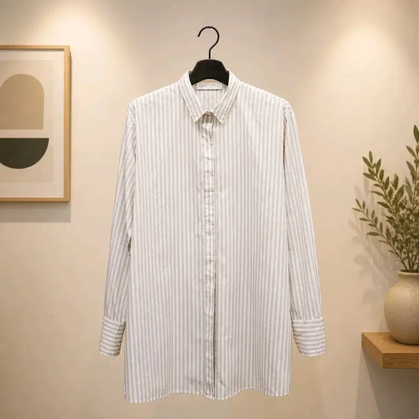 [BUNJANG] FABIANA FILIPPI Striped Cotton Blend Shirt - Size S / FABIANA FILIPPI 파비아나 필리피 스트라이프 셔츠 S사이즈