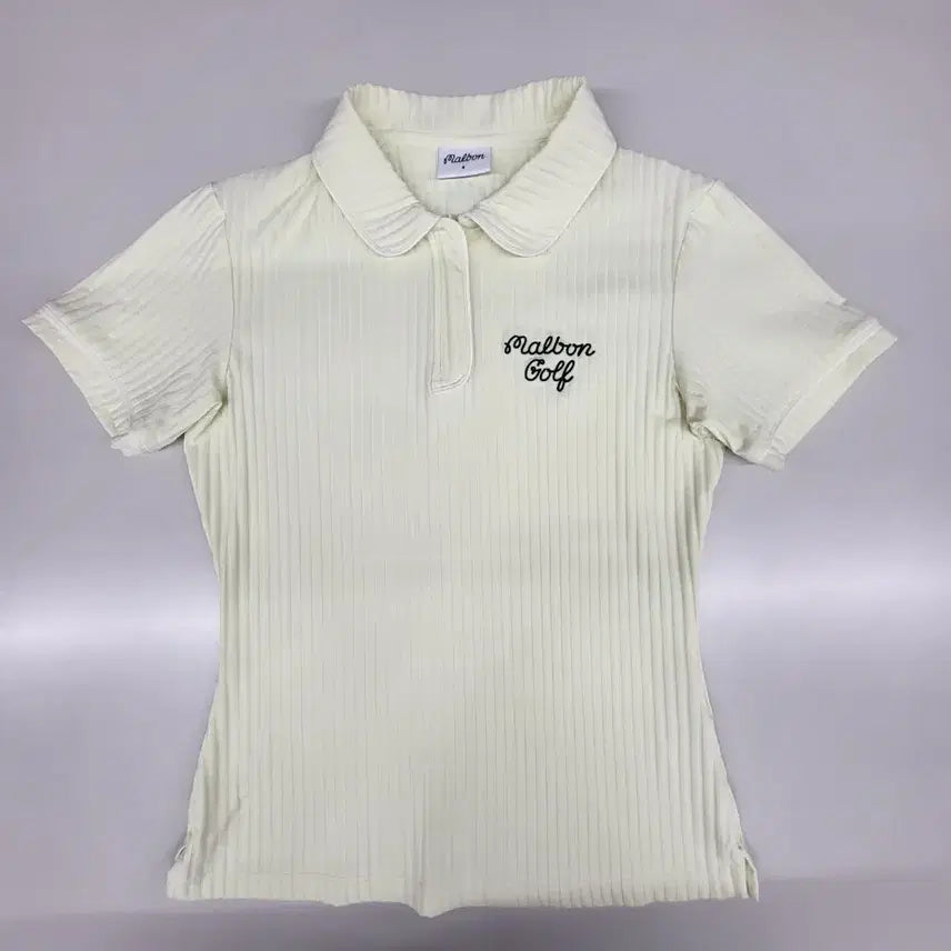 [BUNJANG] Malbon Golf Women's Short Sleeve Polo T-Shirt Lemon Ribbed / 말본 반팔 카라티