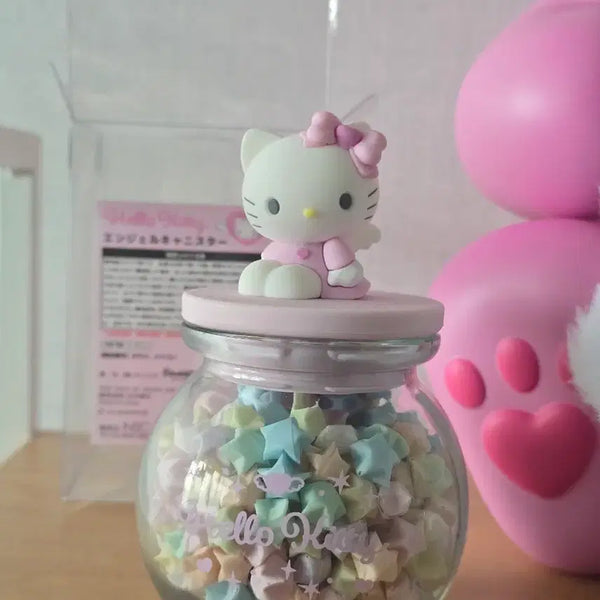 [BUNJANG] Sanrio Hello Kitty Yumemiru Angel Kitty Storage Box with Figure / 키티 유메미루 엔젤키티 보관함 플로키 키티피규어