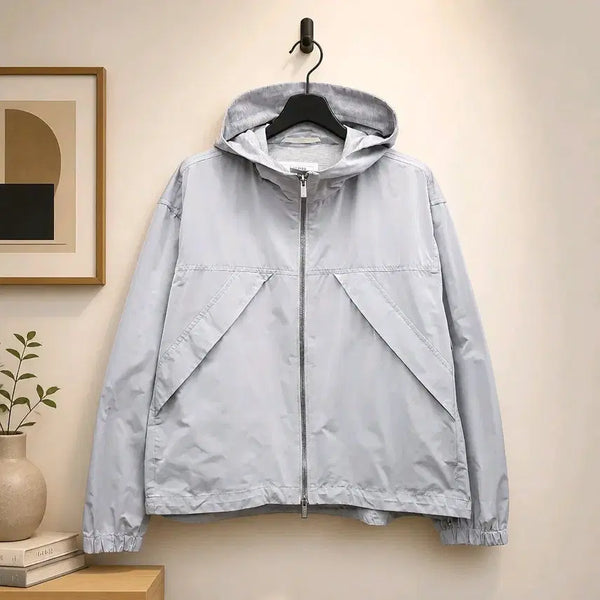 [BUNJANG] PESERICO Hooded Windbreaker Jacket IT 44 Light Grey Polyester / 페세리코(PESERICO) 후드 윈드브레이커 자켓 IT 44사이즈