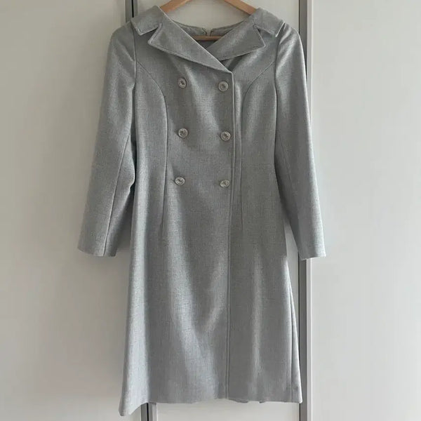 [BUNJANG] Ecole de Paris Grey Double Button Dress / Ecole de Paris 그레이 더블 버튼 원피스