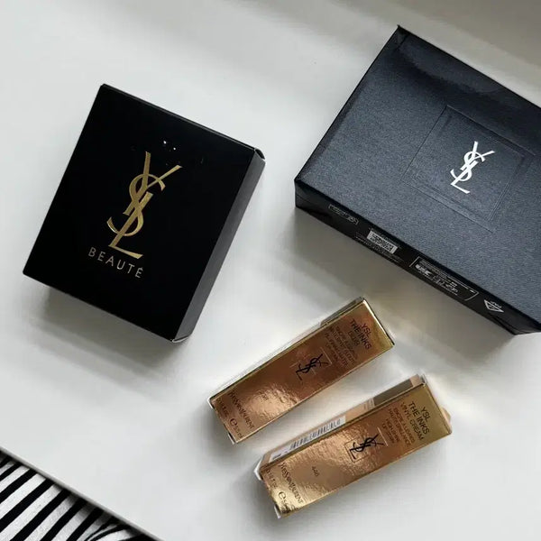 [BUNJANG] Yves Saint Laurent The Tints Blur Lipstick Set with Pouch / 입생로랑 238 로제콜 + 446 + 잉크파우치 세트