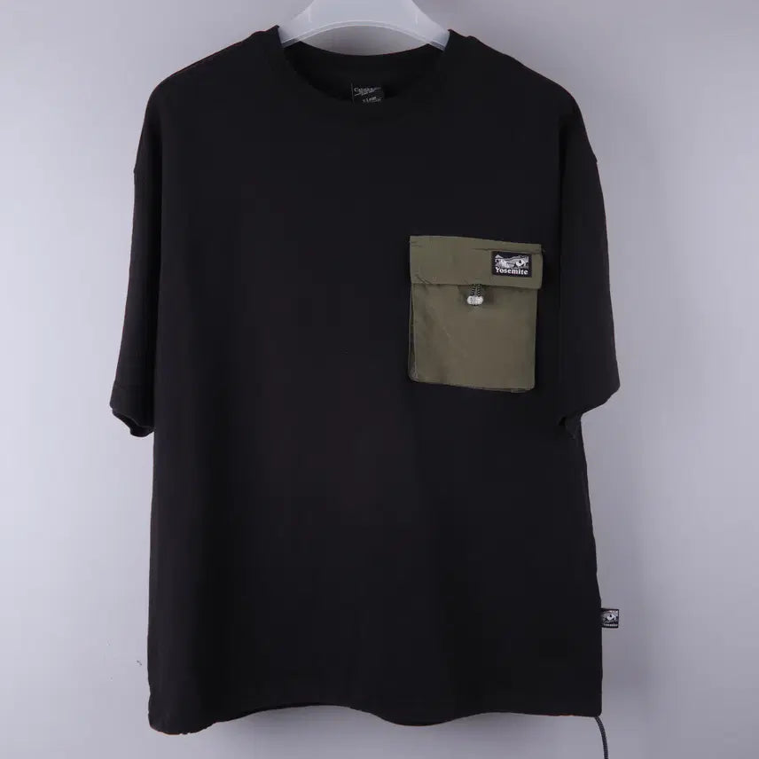 [BUNJANG] Whoohoo Pocket String Short Sleeve T-Shirt Black (XL) / 후아유 포켓 스트링 반팔 티셔츠 블랙 (XL)