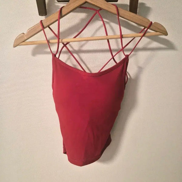 [BUNJANG] Back Strap Crop Bra Top - Red / 백스트랩 크롭 브라탑 레드
