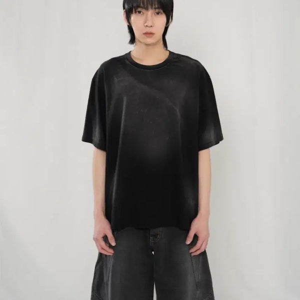 [BUNJANG] J.U.A.N HOMME Vintage Washed Half Sleeve T-Shirt Black / L] 주앙옴므 빈티지 워싱 하프 슬리브 티셔츠 (블랙)