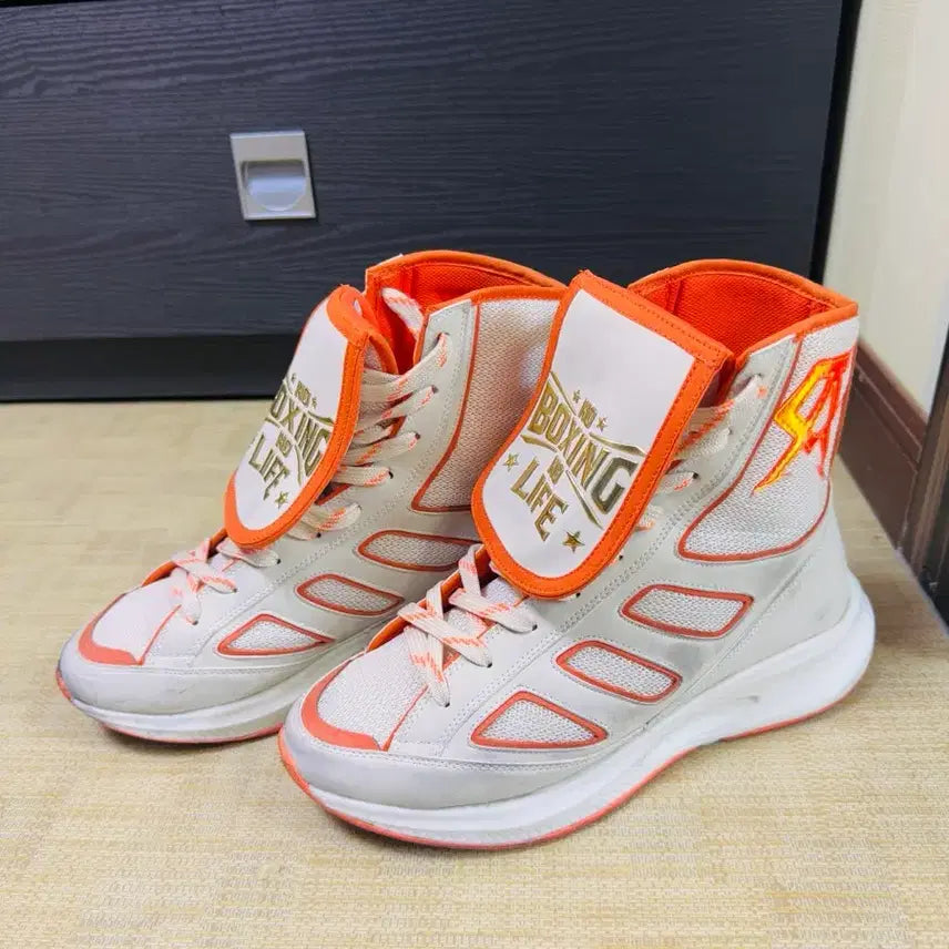 [BUNJANG] Canelo High-Top Boxing Shoes Orange/White 265mm / 복싱화 하이탑 오렌지 화이트 265사이즈 풀박스 판매합니다