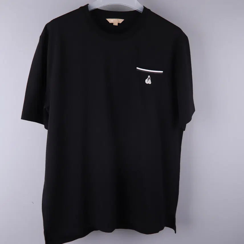 [BUNJANG] Beanpole Black Ice Cotton Tipping Round Neck Pique Short Sleeve T-Shirt Size 115 / 빈폴 블랙 아이스코튼 티핑 라운드넥 피케 티셔츠 반팔 (115)