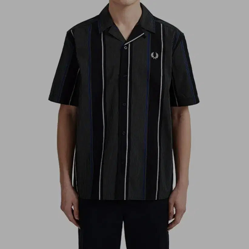 [BUNJANG] Fred Perry Vertical Stripe Short Sleeve Shirt M / 프레드페리 버티칼 스프라이트 셔츠 반팔 M _ 남성