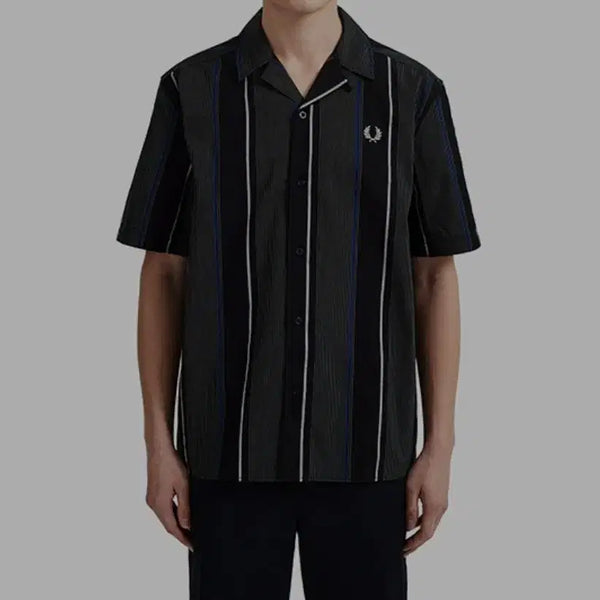 [BUNJANG] Fred Perry Vertical Stripe Short Sleeve Shirt M / 프레드페리 버티칼 스프라이트 셔츠 반팔 M _ 남성