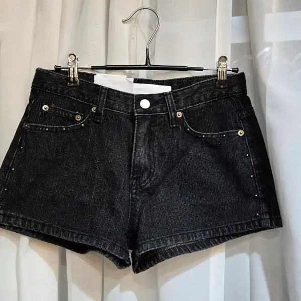 [BUNJANG] Black Ribbed Denim Shorts / S,M,L 690 블랙 골지 데님 반바지