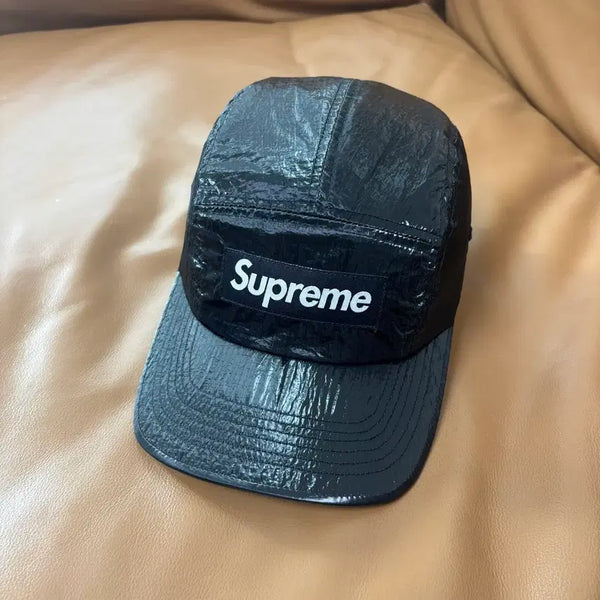 [BUNJANG] Supreme 23FW Gloss Ripstop Camp Cap Hat Black / 슈프림 캠프캡 모자 박스로고 글로스 립스탑 블랙 23FW