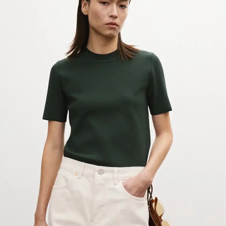 [BUNJANG] Recto Round Neck Compact Knit Top Vintage Green / [새상품] 렉토 ROUND NECK COMPACT KNIT TOP 빈티지그린