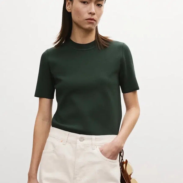 [BUNJANG] Recto Round Neck Compact Knit Top Vintage Green / [새상품] 렉토 ROUND NECK COMPACT KNIT TOP 빈티지그린