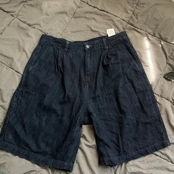[BUNJANG] Musinsa Standard Raw Denim Pinched Shorts / 무신사 스탠다드 생지데님 핀턱 숏팬츠 31-32