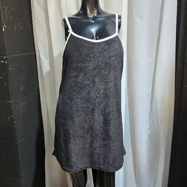 [BUNJANG] White Line Built-in Bra Black Mini Dress / 타월 캡내장 화이트라인 블랙 원피스