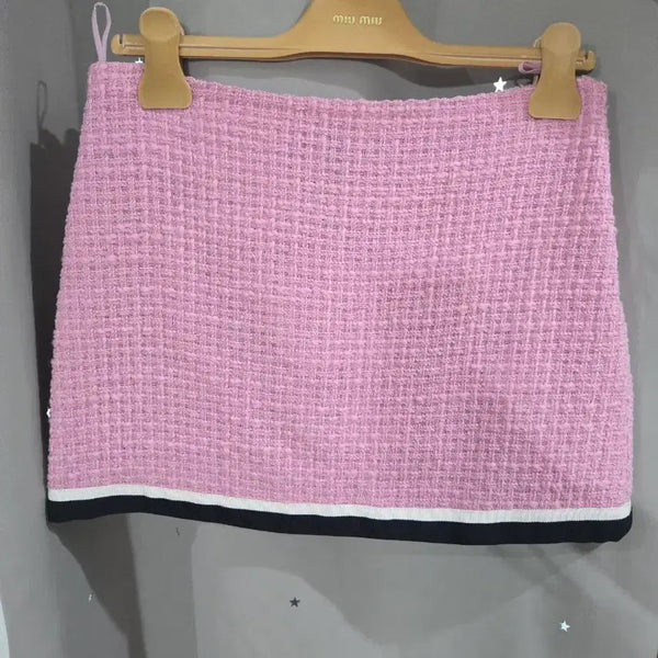 [BUNJANG] Miu Miu Tweed Mini Skirt Pink / [정품]새상품 미우미우 트위드 미니스커트(가격인하)