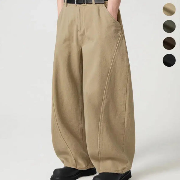 [BUNJANG] Trillion Curved Wide Panel Cotton Pants Beige / 트릴리온 커브드 와이드 절개 코튼 팬츠